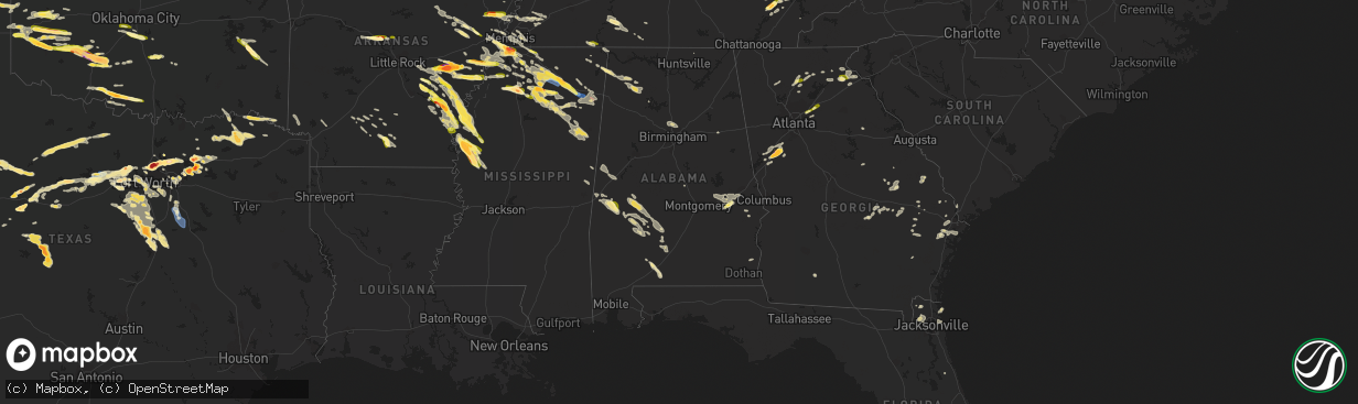 Hail map in Alabama on June 11, 2023