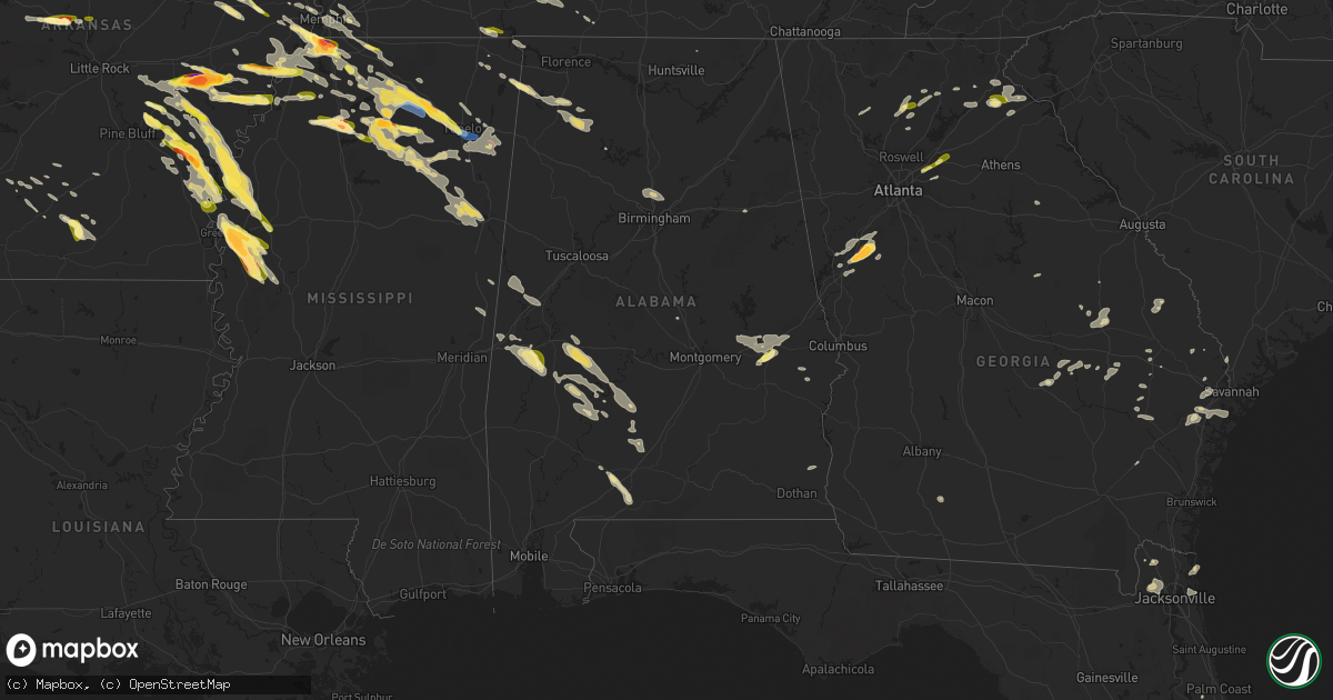 Hail map in Alabama on June 11, 2023