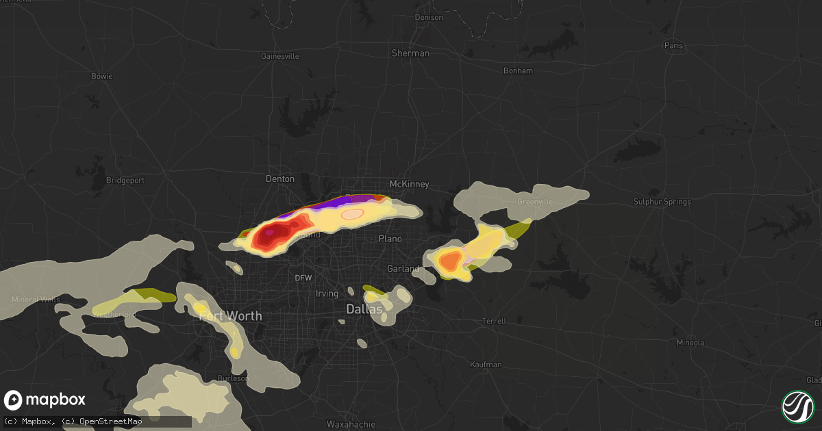 Hail map in Allen, TX on June 11, 2023
