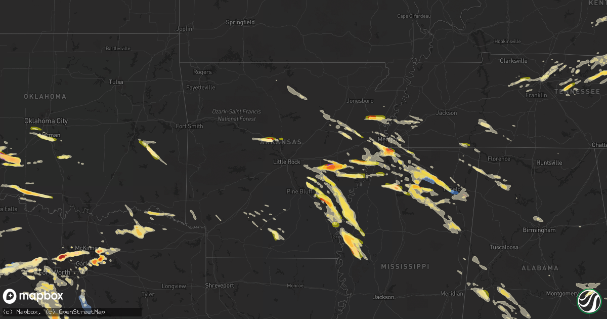 Hail map in Arkansas on June 11, 2023