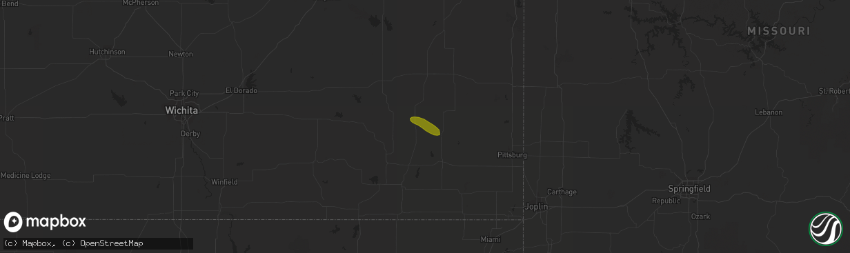 Hail map in Chanute, KS on June 11, 2023