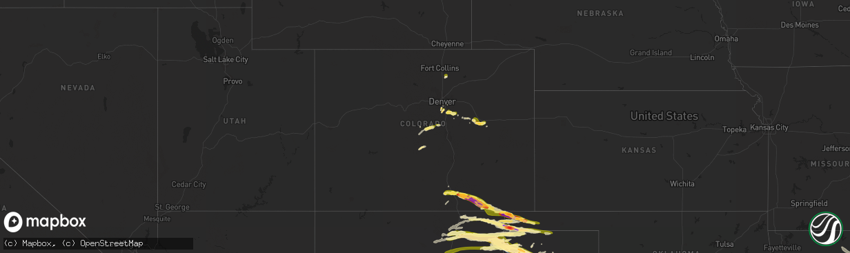 Hail map in Colorado on June 11, 2023