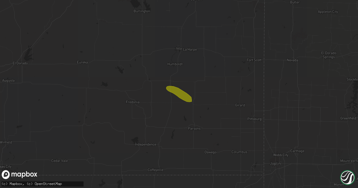 Hail map in Erie, KS on June 11, 2023