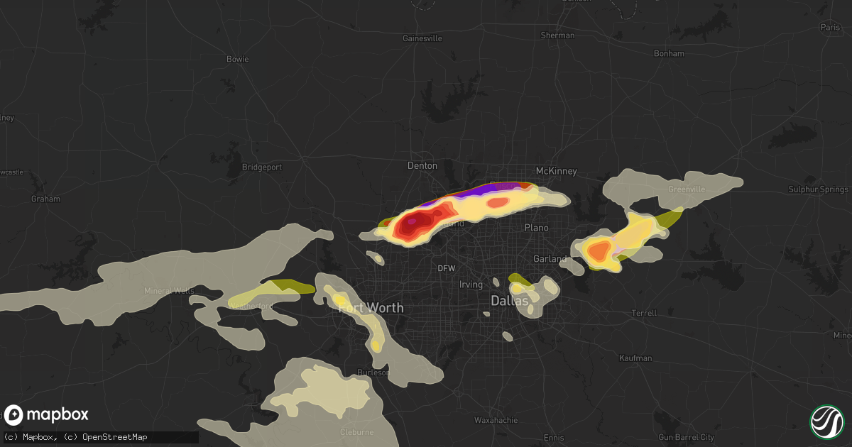 Hail map in Flower Mound, TX on June 11, 2023