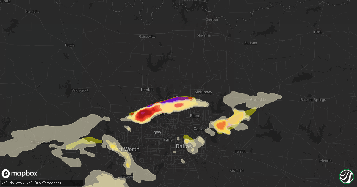 Hail map in Frisco, TX on June 11, 2023