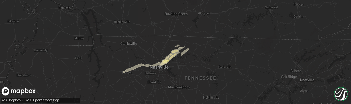 Hail map in Gallatin, TN on June 11, 2023