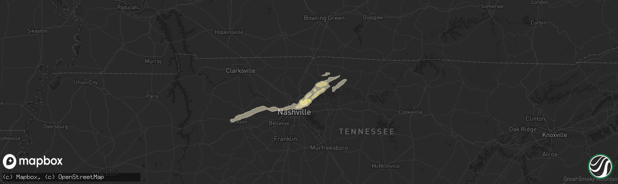 Hail map in Hendersonville, TN on June 11, 2023