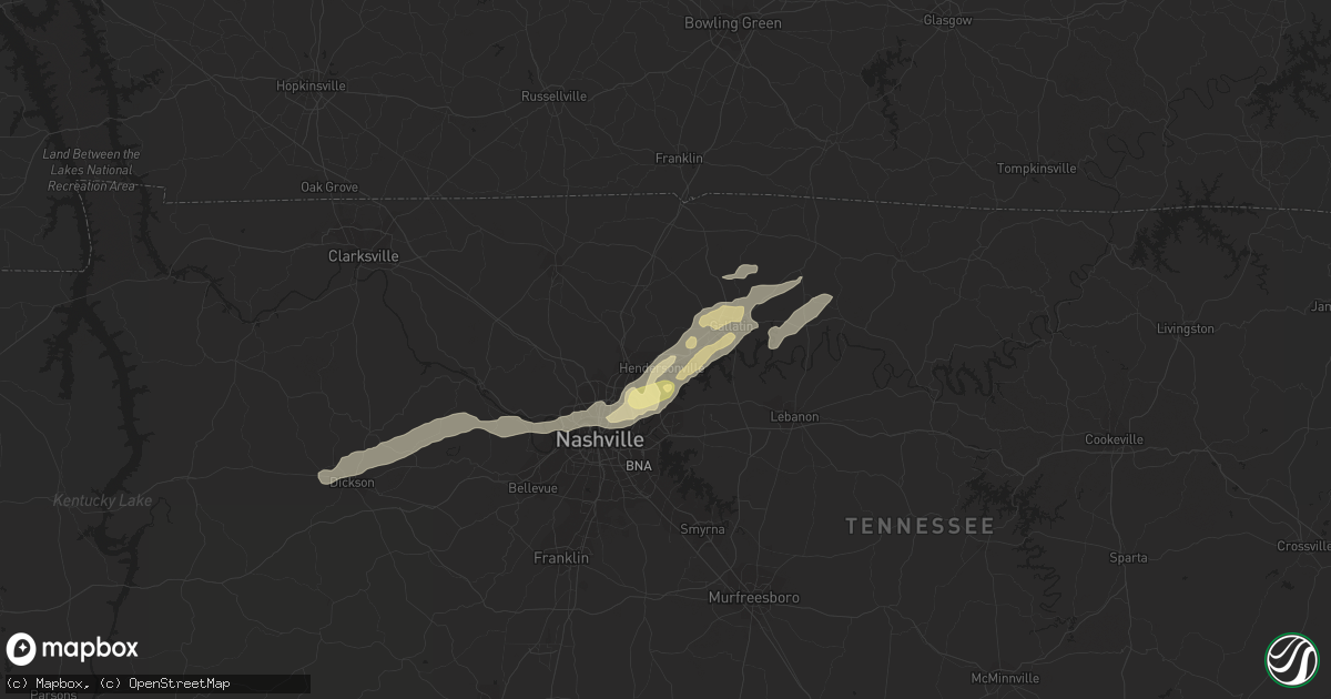 Hail map in Hendersonville, TN on June 11, 2023