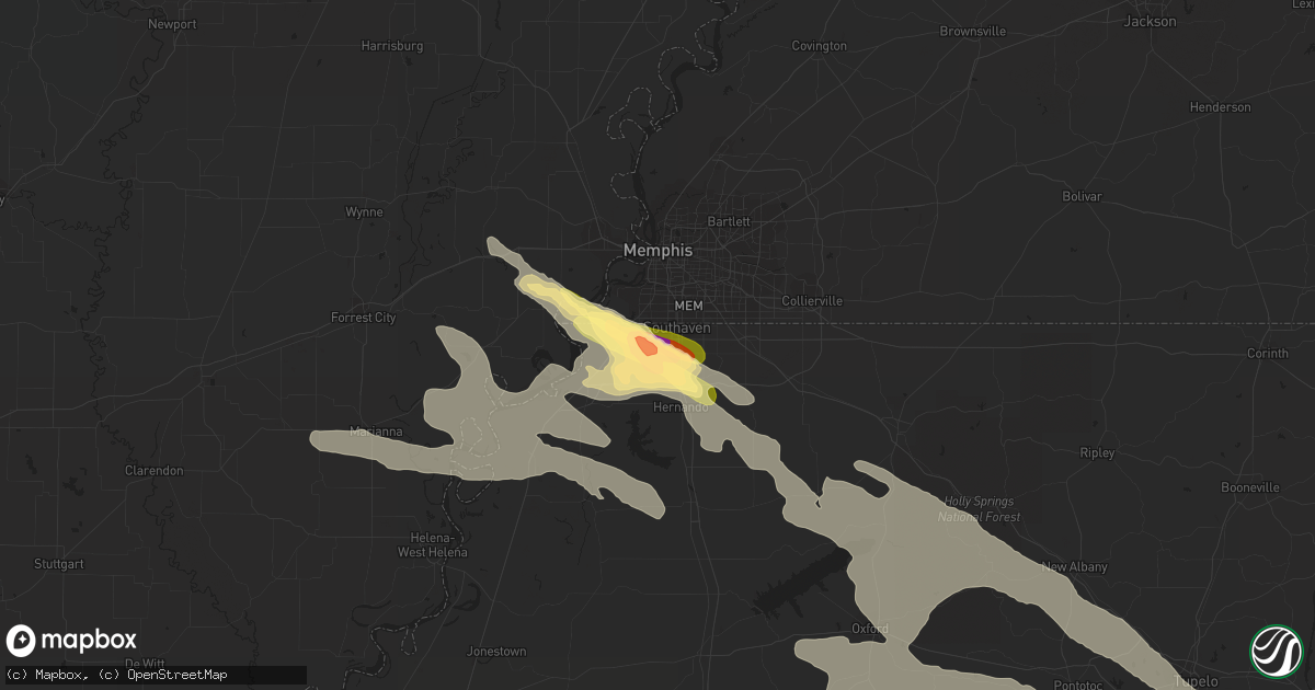 Hail map in Horn Lake, MS on June 11, 2023