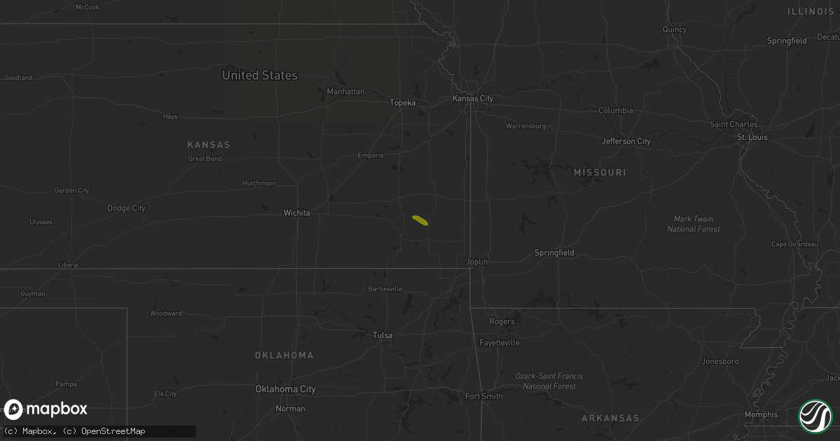 Hail map in Kansas on June 11, 2023