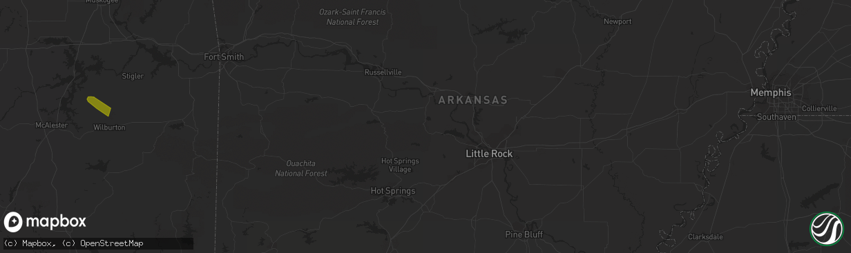 Hail map in Kinta, OK on June 11, 2023