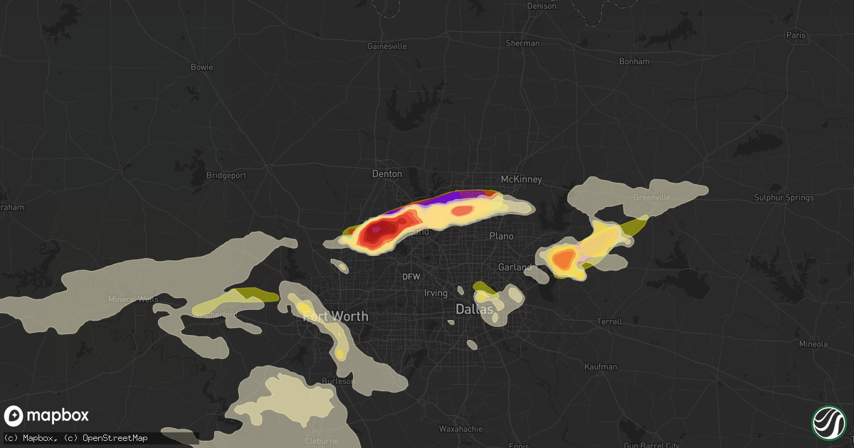 Hail map in Lewisville, TX on June 11, 2023