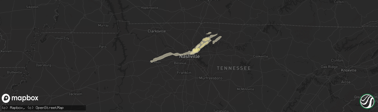 Hail map in Nashville, TN on June 11, 2023