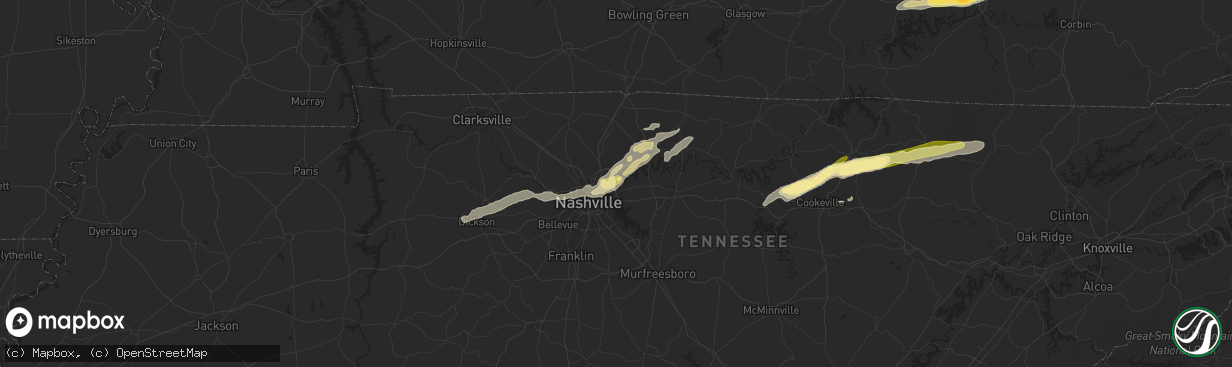 Hail map in Old Hickory, TN on June 11, 2023