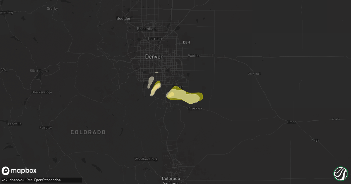 Hail map in Parker, CO on June 11, 2023