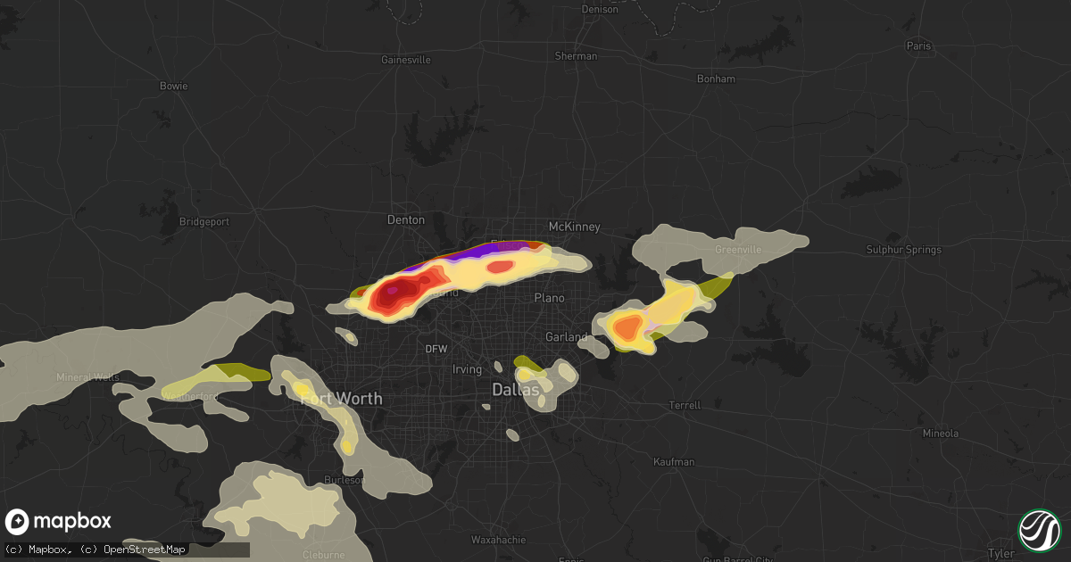 Hail map in Plano, TX on June 11, 2023