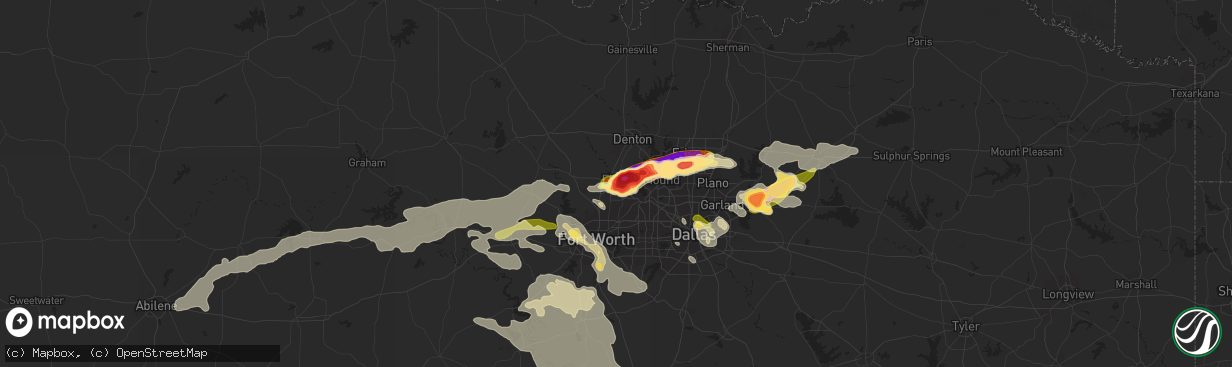 Hail map in Roanoke, TX on June 11, 2023