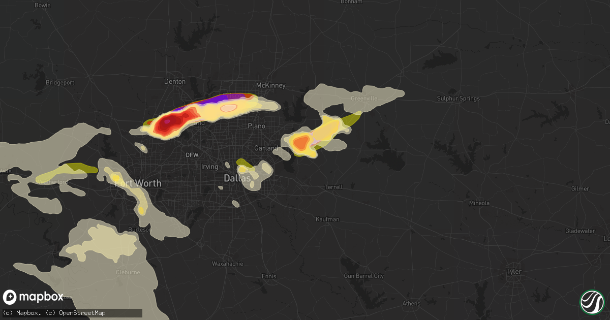 Hail map in Rockwall, TX on June 11, 2023
