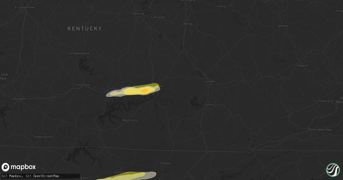 Hail map in Somerset, KY on June 11, 2023