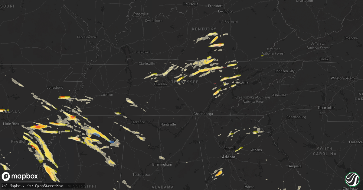 Hail map in Tennessee on June 11, 2023