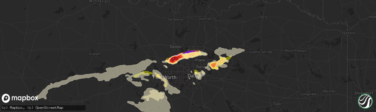 Hail map in The Colony, TX on June 11, 2023