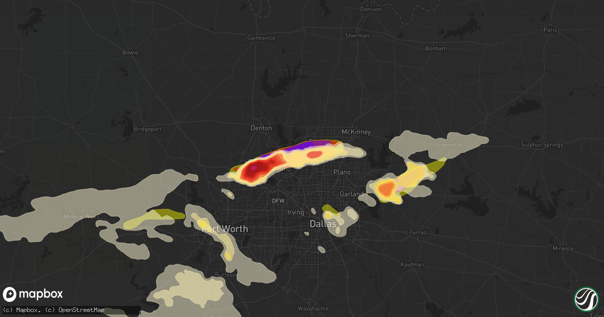 Hail map in The Colony, TX on June 11, 2023