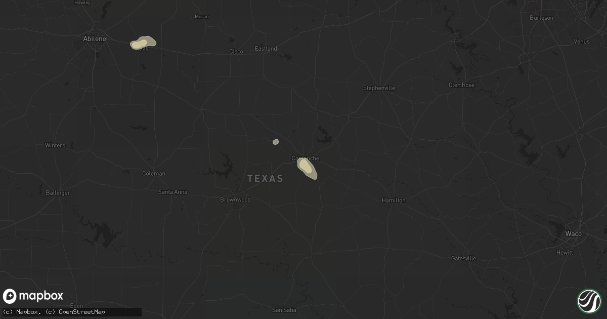 Hail map in Comanche, TX on June 11, 2024