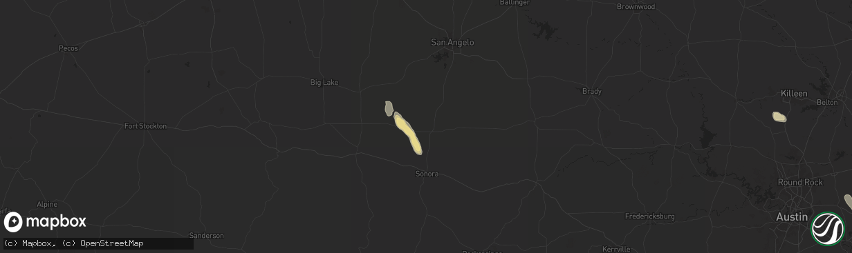 Hail map in Eldorado, TX on June 11, 2024