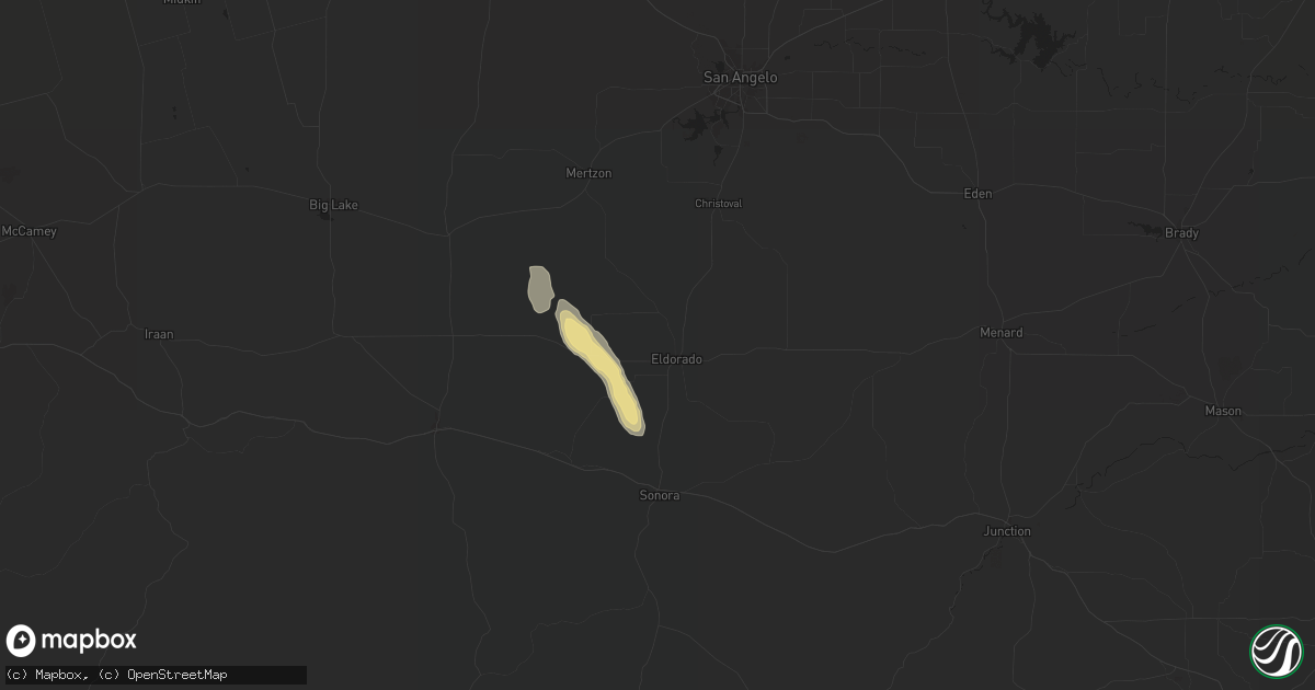 Hail map in Eldorado, TX on June 11, 2024