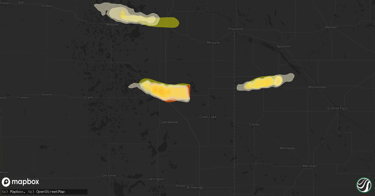 Hail map in Goodwin, SD on June 11, 2024
