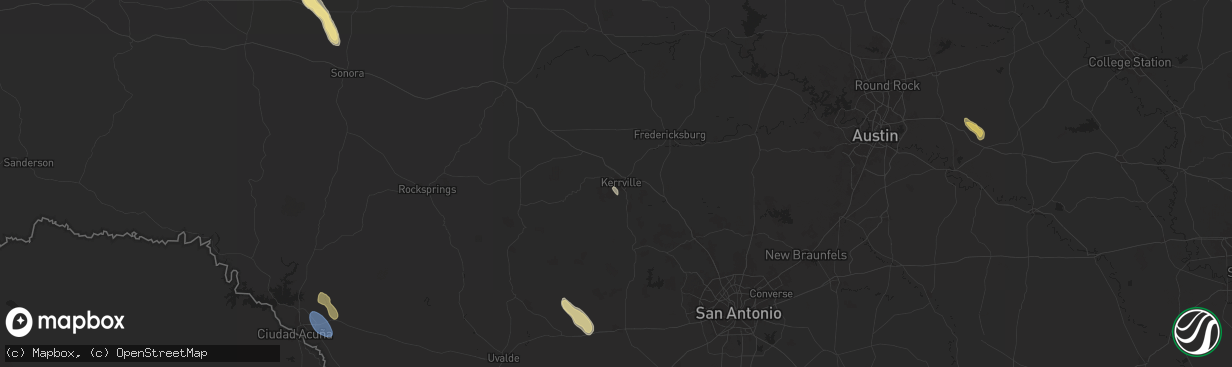 Hail map in Kerrville, TX on June 11, 2024