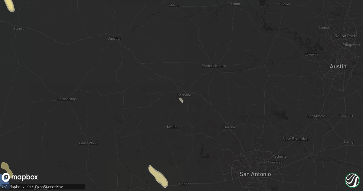 Hail map in Kerrville, TX on June 11, 2024