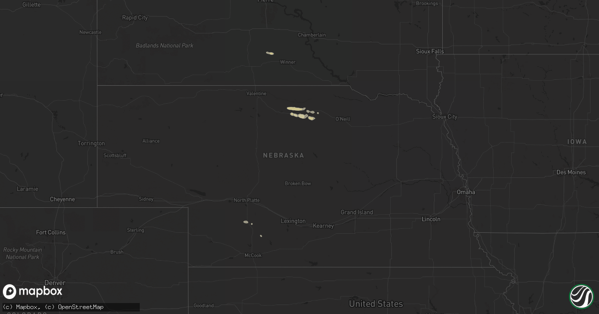 Hail map in Nebraska on June 11, 2024