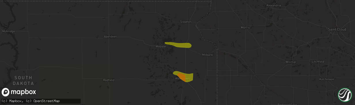 Hail map in Ortley, SD on June 11, 2024