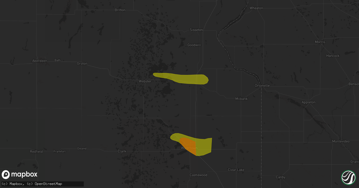 Hail map in Ortley, SD on June 11, 2024