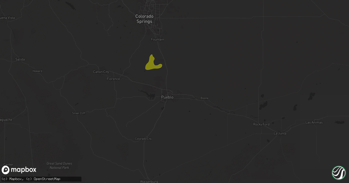 Hail map in Pueblo, CO on June 11, 2024