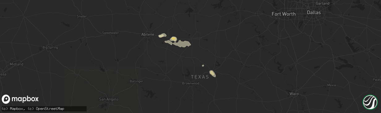 Hail map in Rising Star, TX on June 11, 2024