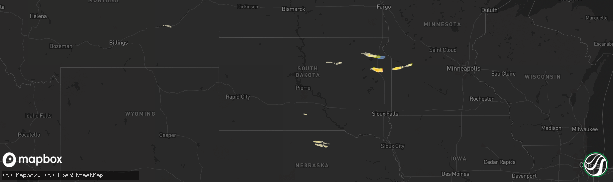 Hail map in South Dakota on June 11, 2024