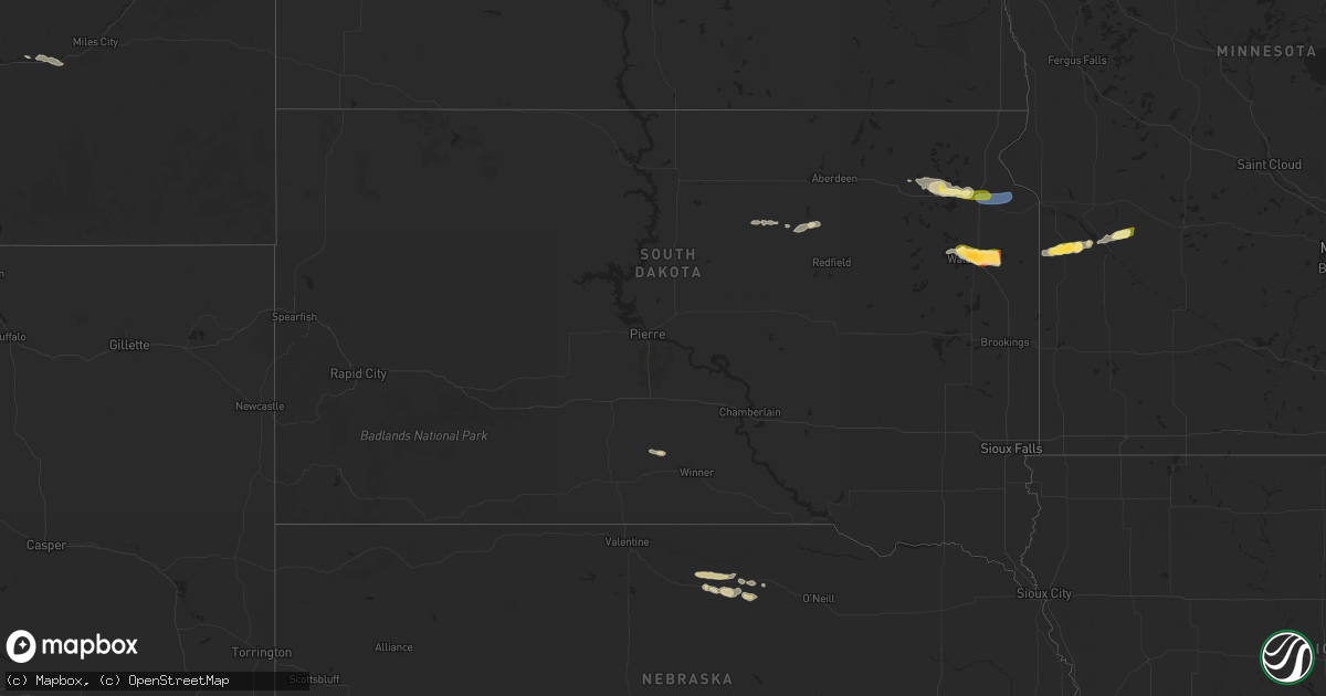 Hail map in South Dakota on June 11, 2024
