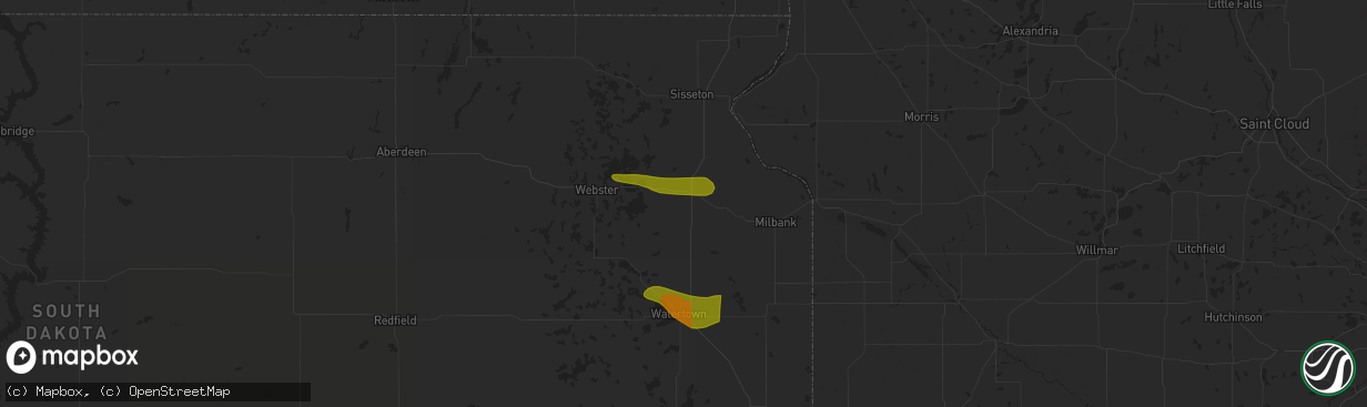 Hail map in Summit, SD on June 11, 2024