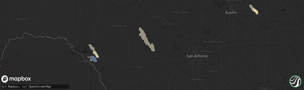 Hail map in Utopia, TX on June 11, 2024