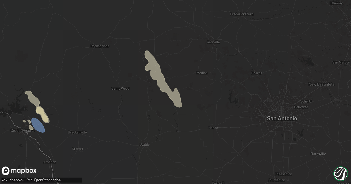 Hail map in Utopia, TX on June 11, 2024