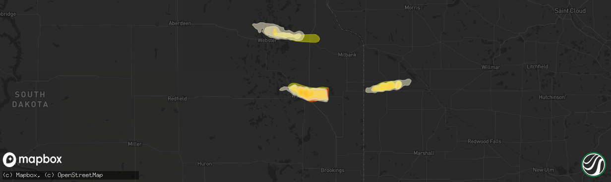 Hail map in Watertown, SD on June 11, 2024