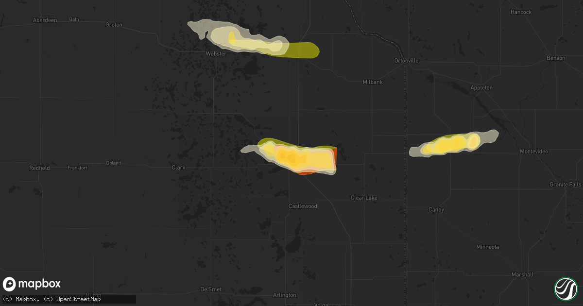 Hail map in Watertown, SD on June 11, 2024