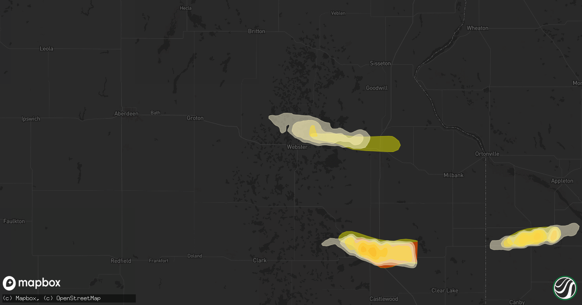 Hail map in Webster, SD on June 11, 2024