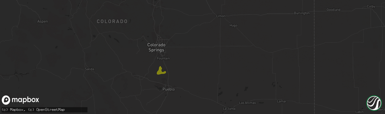 Hail map in Yoder, CO on June 11, 2024