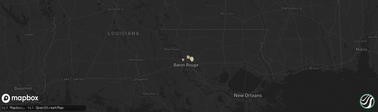 Hail map in Baker, LA on June 11, 2025
