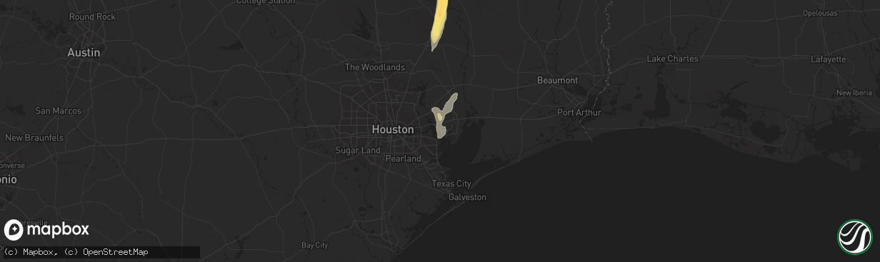 Hail map in Baytown, TX on June 11, 2025