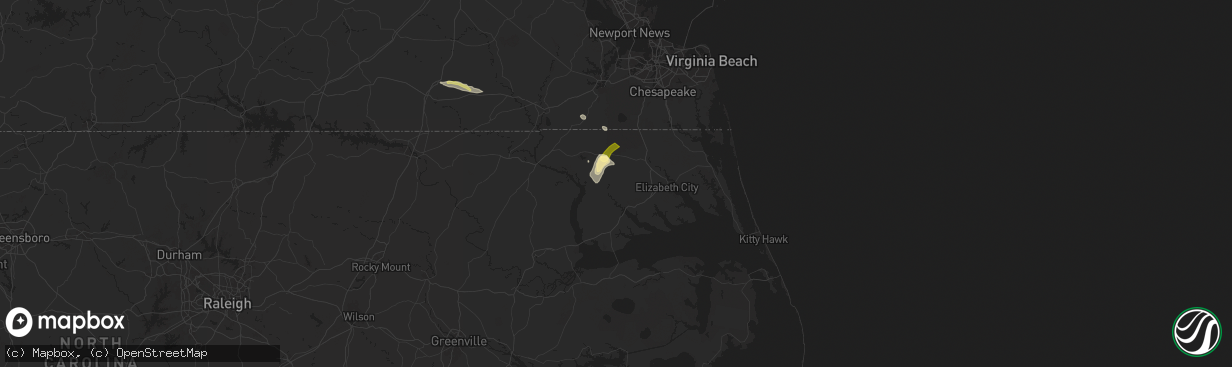 Hail map in Belvidere, NC on June 11, 2025