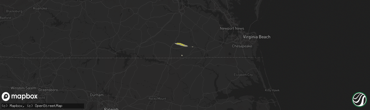 Hail map in Branchville, VA on June 11, 2025